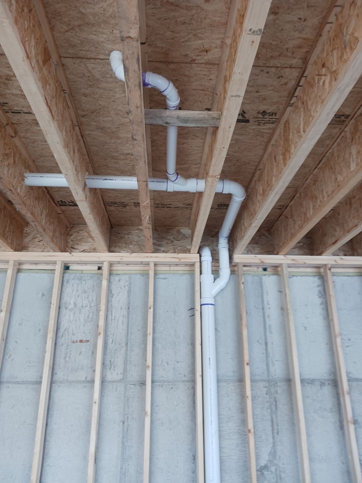 New construction plumbing rough-in